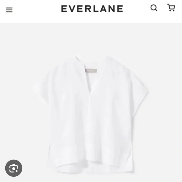 Everlane The Linen Split-Neck Top Sz 6 - Picture 7 of 7